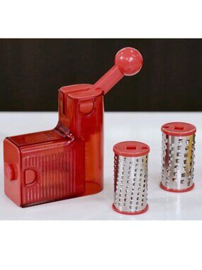 Kuhn Rikon Handheld Ratchet Grater w/ 2 Barrels K88999 RED NEW